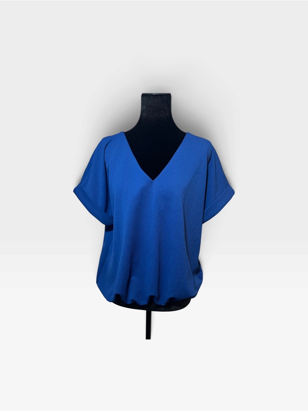 MELLODAY Electric Blue V-Neck Short Sleeve Blouse